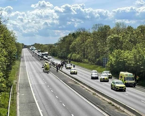 The A1 was closed in both directions near Doncaster following the smash.