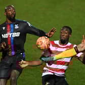 Joseph Olowu did a grand job of quelling the threat of Crystal Palace forward Jean-Philippe Mateta. (Photo by Michael Regan/Getty Images)