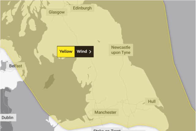 A yellow warning of wind has been issued for Doncaster.