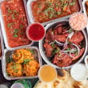 Indian takeaway food.