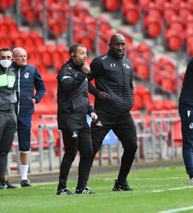 Darren Moore and his assistant boss Jamie Smith. Picture: Howard Roe/AHPIX