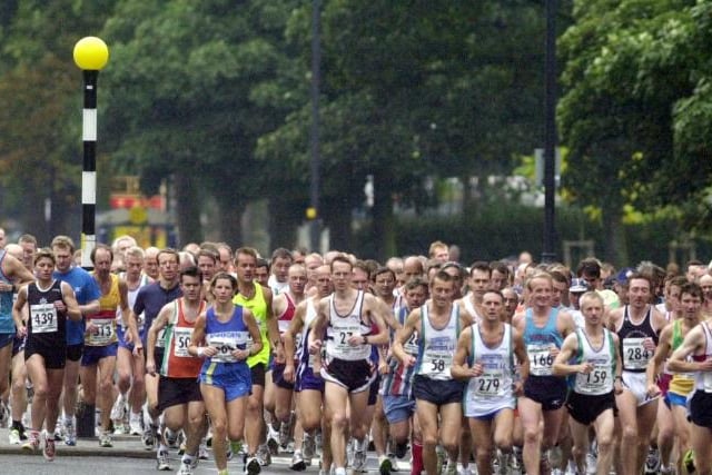 Runners set off in Bennethorpe for the Doncaster Half Marathon in 2001.