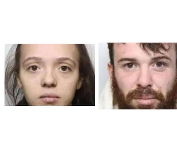 Elarna Garner-Abbey, 19, was jailed for 18 months while ex partner Phillip Wood was jailed for two years.