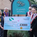 Pictured left to right are (front) Tracey Gaughan, hospice fundraiser; Jonnie Armstrong, of Thorne Mark Lodge; (backrow) Jim Stanley, Charity Steward for the Mark Benevolent Fund and Michael Bunce, Danum Mark Lodge.