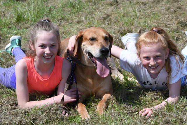 The Big Dog's Day Out at Summerhill Country Park in 2018. Bonnie Costello (10) left and Amelia Johnston (9) are pictured with Red.