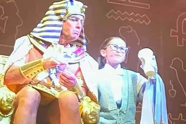 Holly Jade Roberts, 9 shares the stage with Jason Donovan as Pharoh.