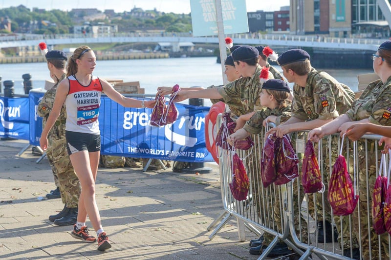 Young runners have been taking part in the Great North Run junior and mini events ahead of Sunday's half marathon