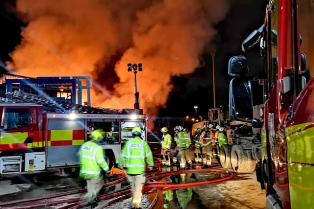 South Yorkshire firefighters at the blaze at Balby Carr Bank. They have now completed the investigation into the cause