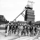 Just some of the miners whose hard work has given the Barnburgh Colliery a high output of coal...  May 1980
