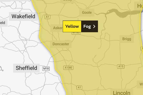 Met Office issues yellow warning for fog.