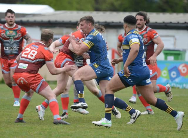 Russ Spiers heads into contact against Keighley. Photo: Rob Terrace