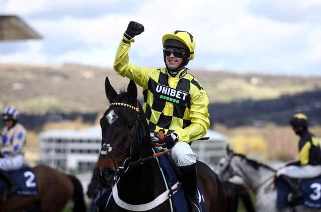 Shishkin, ridden by Nico de Boinville, pictured after winning the Sporting Life Arkle Challenge Trophy Novices' Chase at Cheltenham last year. Photo: Tim Goode - Pool/Getty Images