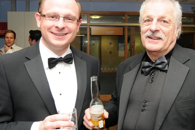 Jonathan Brealey (l) and Side Pepper, at the Doncaster Knights Movember Ball in 2011