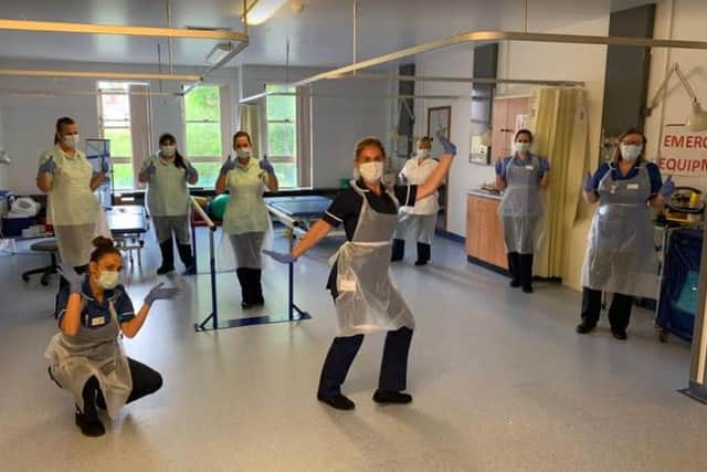 Nurses at Doncaster and Bassetlaw Hospitals Trust performing a dance routine