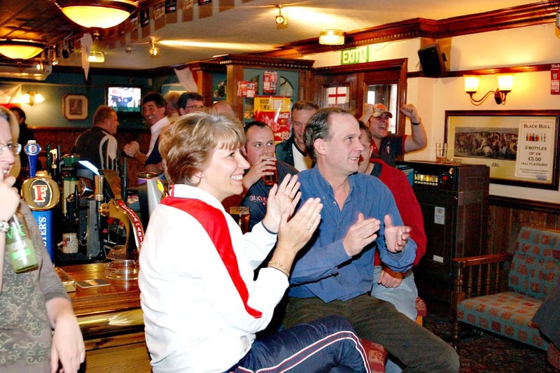 Fans at the Black Bull in East Boldon as England score against Portugal in 2004. Remember this?