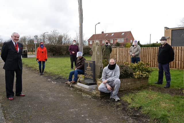 Stainforth Deputy Mayor Keith Allsopp, Chairman of Hatfield Main Heritage Trust, Tracy Armstrong, Dave Marshall, Stuart Bolton, Phillip Bedford, Parish Councillors, Jamie Hughes, Hughes Contractors and Building Services Ltd Director, Councillor George Derx, Mayor of Stainforth and Paul Reynolds, pictured at the site along East Lane, which will becomae a Memorial Garden. Picture: NDFP-16-02-21-Memorial Garden 1-NMSY