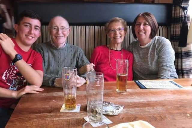 William Gelder, aged 92, has survived coronavirus. He is pictured with relatives