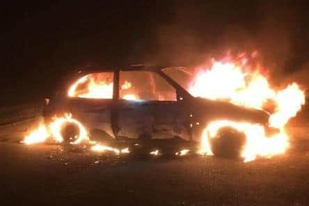 The vehicles has been deliberately set on fire