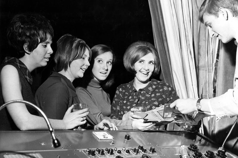 Requests for the DJ at the Penny Farthing Discotheque Club, Eyre Street, 1966. Picture Sheffield ref no: S27540