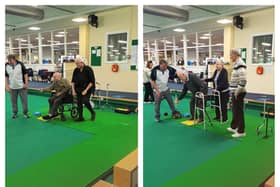 Mick Ward with wife Debbie (left) and Pat and Mike Rhodes enjoy a game of bowls at Doncaster Indoor Bowling Club.