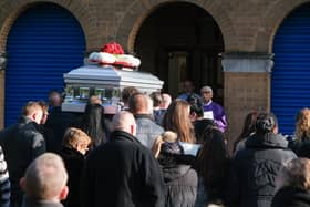 Mourners at the funeral of Jason Gaskin.
