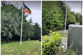 The flag in Kirk Sandall has been ripped down just days after being raised.