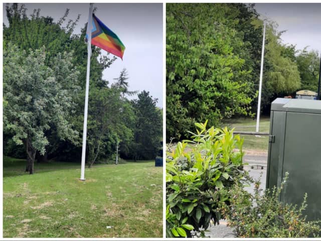 The flag in Kirk Sandall has been ripped down just days after being raised.