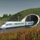 An artist's impression of the HS2 line which is set to be officially axed later this year