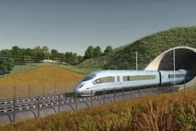 An artist's impression of the HS2 line which is set to be officially axed later this year