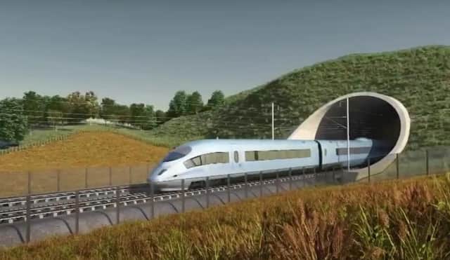An artist's impression of the HS2 line which is set to be officially axed later this year