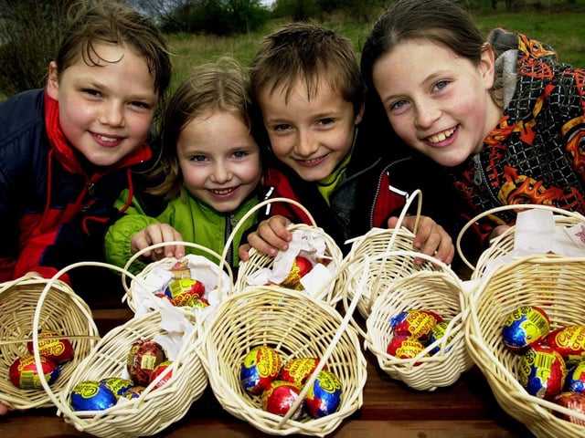 The Glass Millennium Park at Kirk Sandall was the venue for weaving Easter baskets. Our picture shows youngsters, left to right: Lauren Smith, Marcey Winter, Joss Winter and Bethany Winter with the baskets they made... April 2001