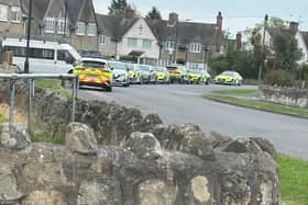 A huge police presence has been reported in The Crescent at Woodlands this morning.