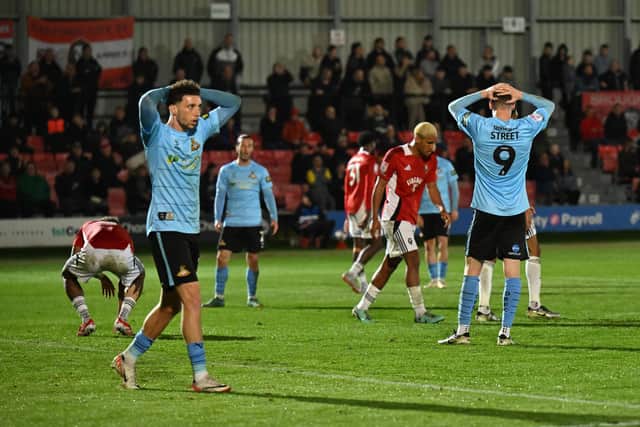 Rovers' players react during their draw at Salford. Picture Bruce Rollinson/AHPIX LTD.