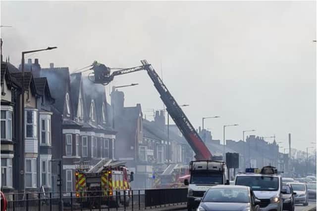 The huge house fire closed Balby Road. (Photo: Terry Hill).