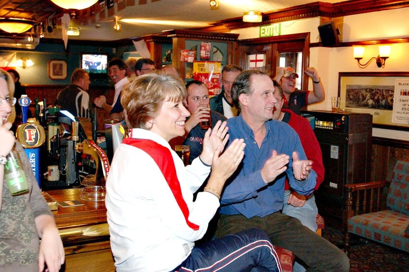 Look at the joy on the faces of these fans in the Black Bull at East Boldon as England score against Portugal.