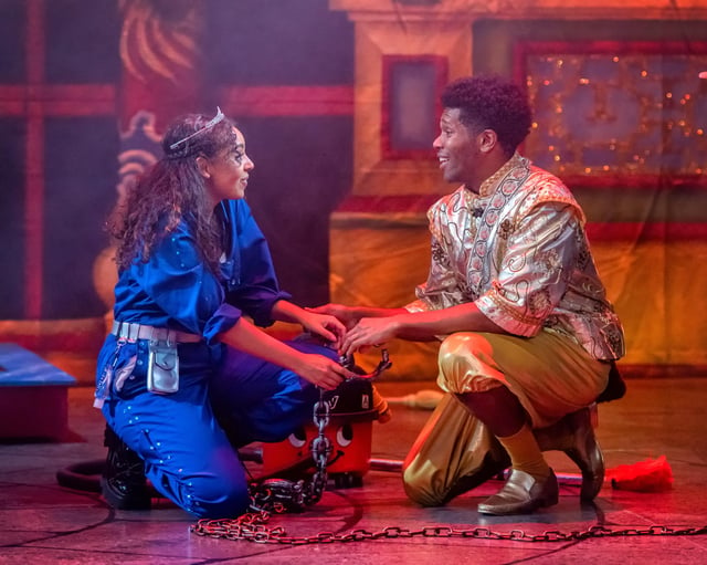 Princess Jasmine and Aladdin played by Alyce Liburd and Lladel Bryant, in the pantomime Aladdin at Cast. Picture: Ant Robling
