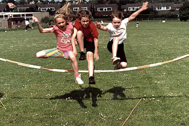 Girls enjoying the Copley School, Sprotbrough, sports day in 1996