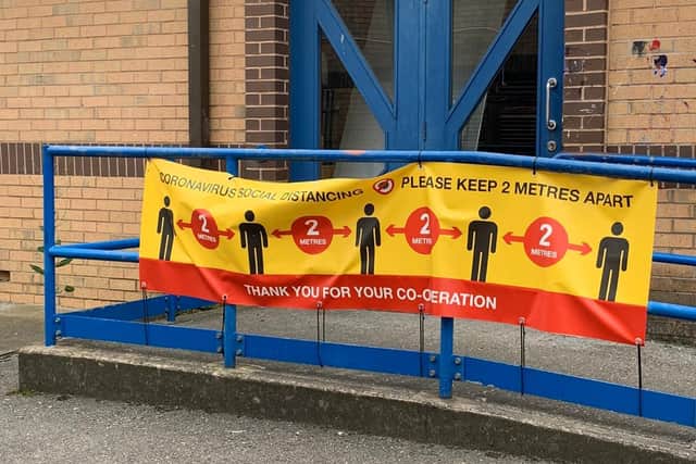 Safety information outside Astrea Academy Woodfields
