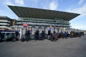 A general view of bookmakers in front of the grandstand at Doncaster Racecourse. Photo by Alan Crowhurst/Getty Images