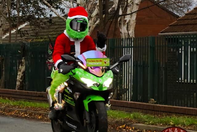 Watch out for the Grinch as he bikes his way around the streets of Doncaster.