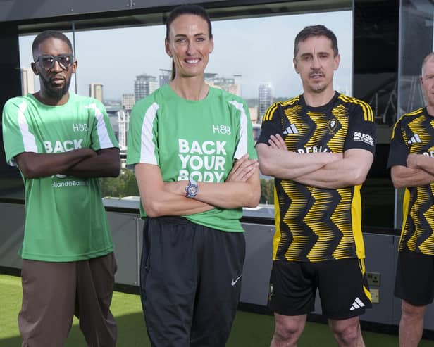 Holland & Barrett offers fans the chance to flex their football skills against members of Manchester United’s Class of ‘92. Credit: Jon Super/PA Media Assignments