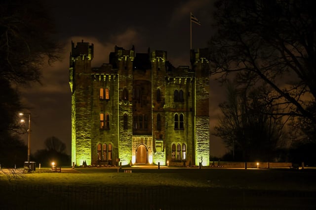 From one of the newest landmarks to one of the oldest - Hylton Castle was also lit up blue and yellow.