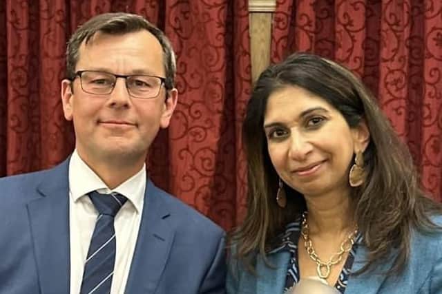 Nick Fletcher with Suella Braverman in Doncaster.