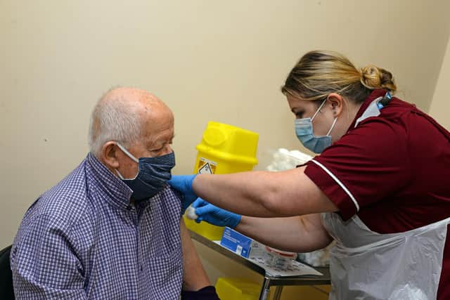 Ralph Coleman, of Doncaster, receives the vaccine. Picture: NDFP-15-12-20-CovidVaccine 8-NMSY