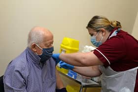 Ralph Coleman, of Doncaster, receives the vaccine. Picture: NDFP-15-12-20-CovidVaccine 8-NMSY