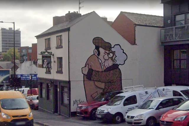 Kissing - as illustrated by Pete McKee's famous The Snog mural on the side of Fagan's pub in Sheffield city centre - tops the most expensive road names according to a study of property prices.
