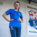 Pictured is a Rossington Main FC Under 18 girl.