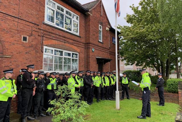 Officers prepare for the day of action