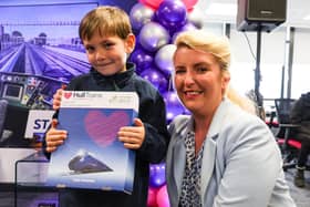 Six-year-old Tyler Grannon meets Shadow Transport Secretary Louise Haigh