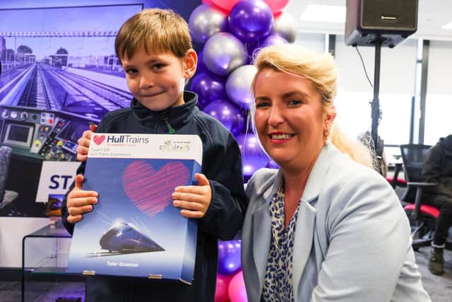 Six-year-old Tyler Grannon meets Shadow Transport Secretary Louise Haigh